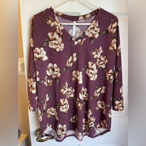 Purple floral blouse